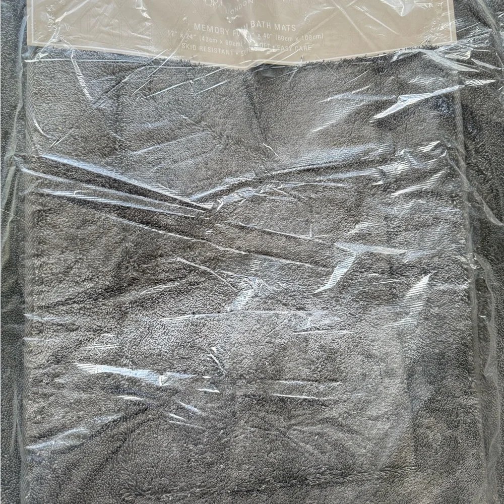 Oliver Brown Terry Memory Foam Charcoal Bath Mat Set